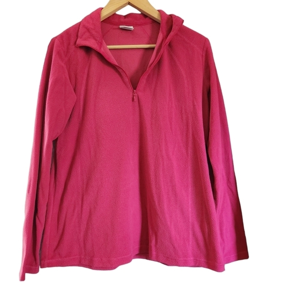 Columbia pink long-sleeve half way zip-up front fleece sweater - Picture 1 of 11
